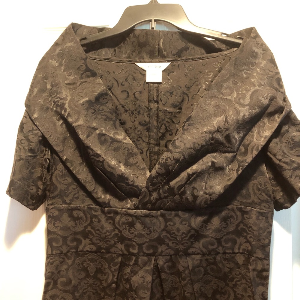 Chic Star 1950’s style portrait collar jacquard black cocktail dress